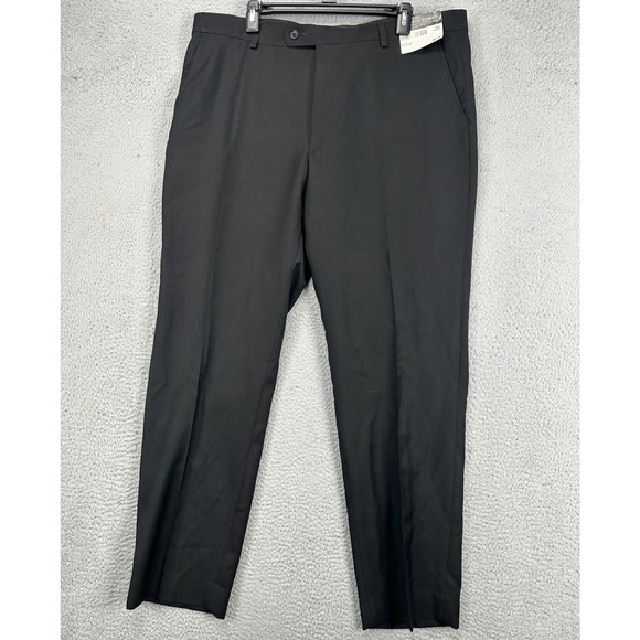 Pronto Uomo Mens Dress Pants 40X32 Black Slim Fit Flat Front Pocket‎ Comfort NEW - Picture 1 of 8